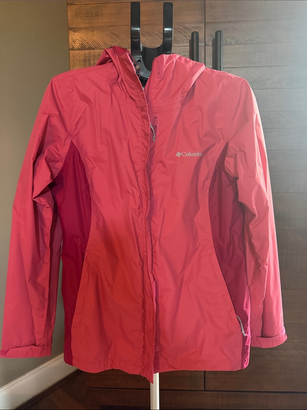 Columbia Pink Hooded Rain Jacket
